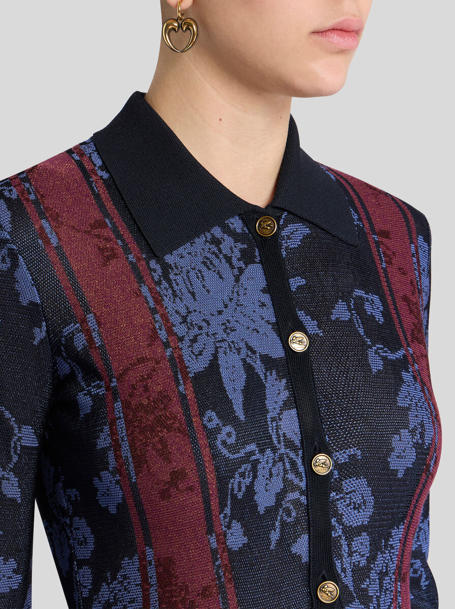 MAXI CARDIGAN WITH FLORAL JACQUARD MOTIF - 2