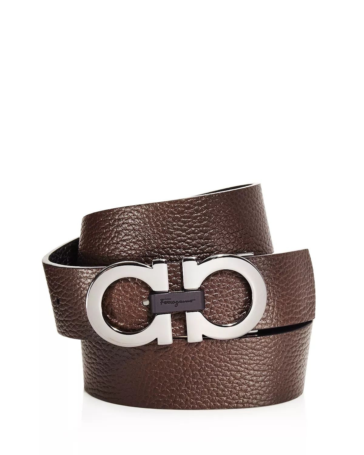 Men's Double Gancini Buckle Reversible Leather Belt - 2