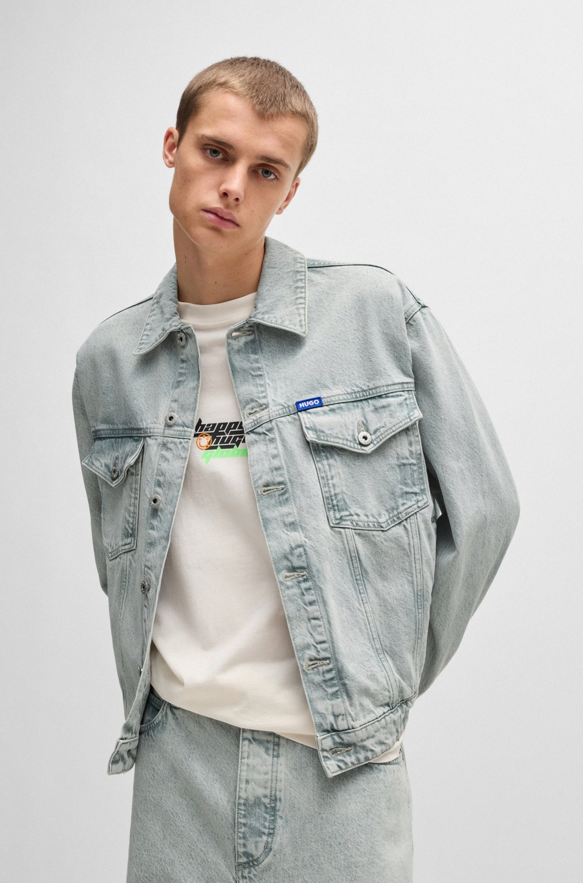 REGULAR-FIT JACKET IN LIGHT-GRAY STONEWASHED DENIM - 2