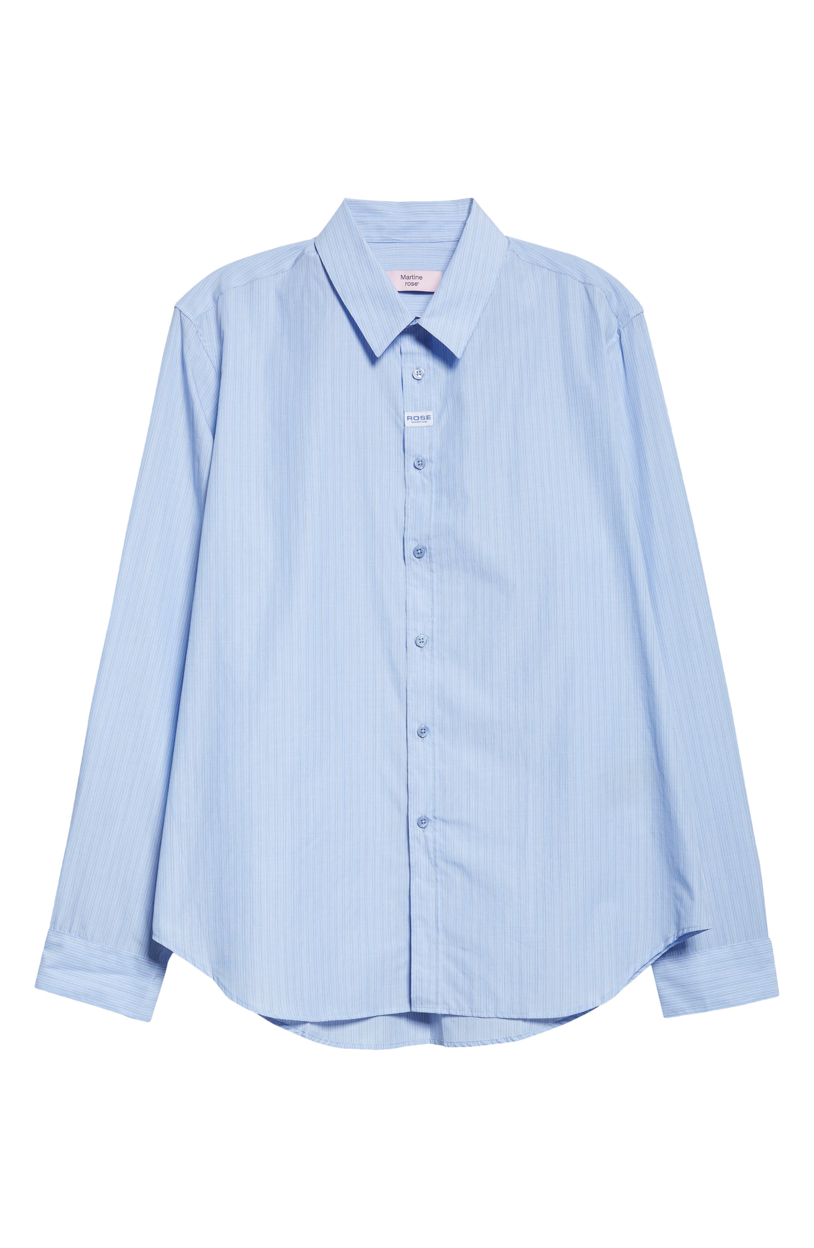 Martine Rose Classic Logo Stripe Button-Up Shirt in Blue-White Stripe at Nordstrom - 5