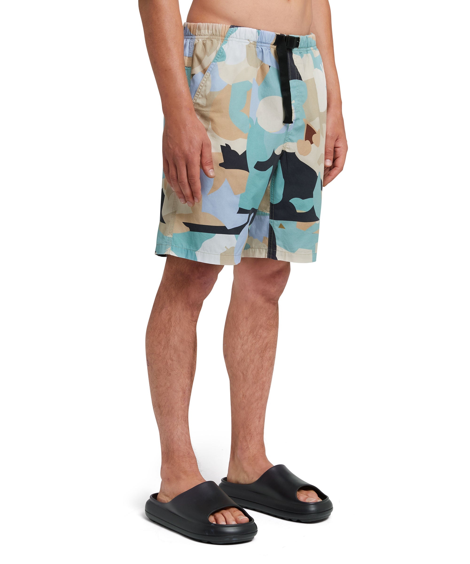 Poplin cotton shorts with "Geo Camo" print - 4