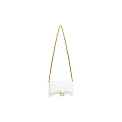 BALENCIAGA Women's Hourglass Wallet On Chain Box in White outlook
