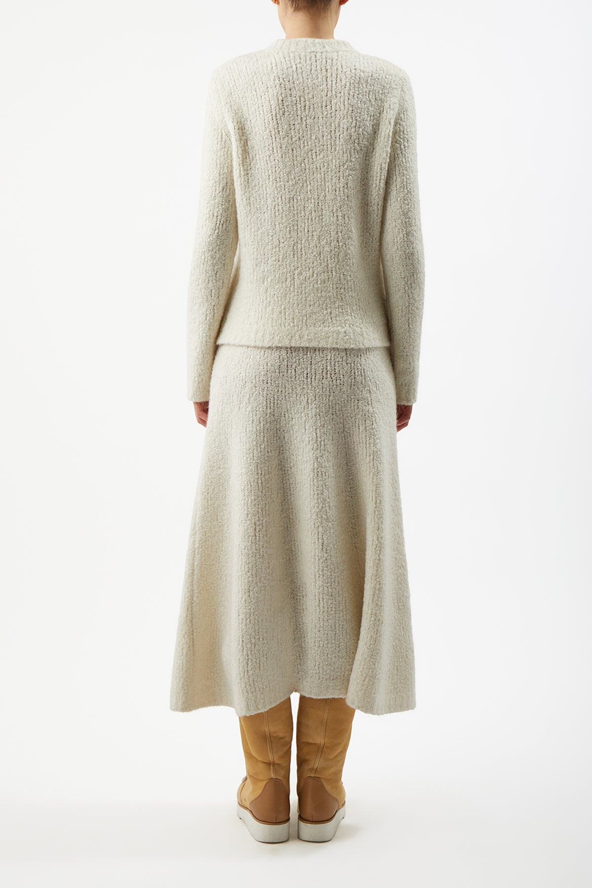 Philippe Sweater in Ivory Cashmere Boucle - 5