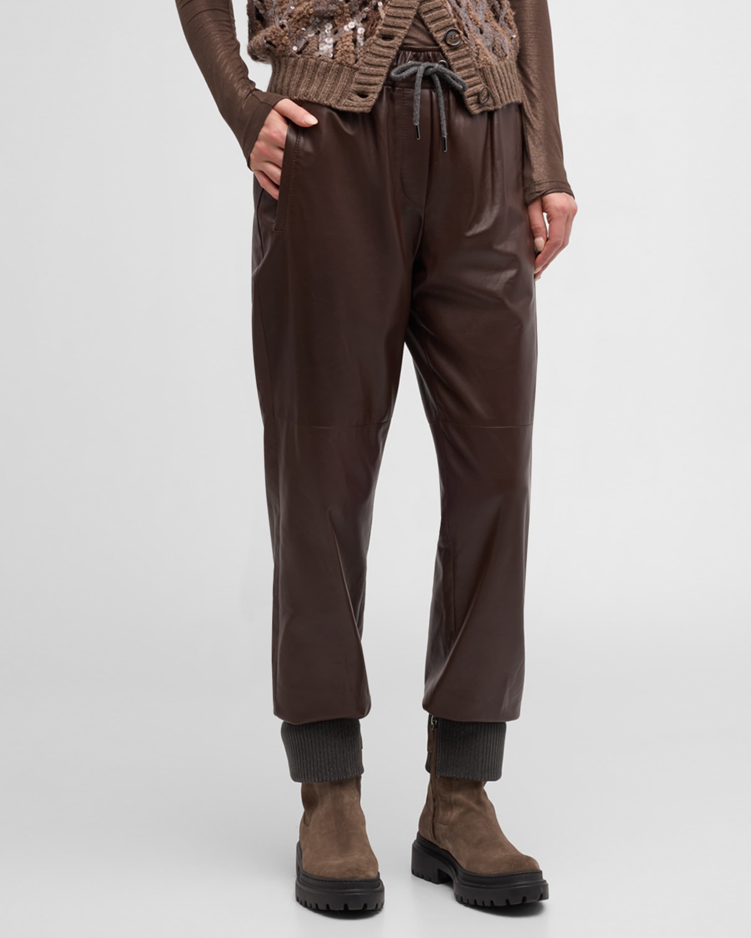 Smooth Glove Leather Track Pants - 2
