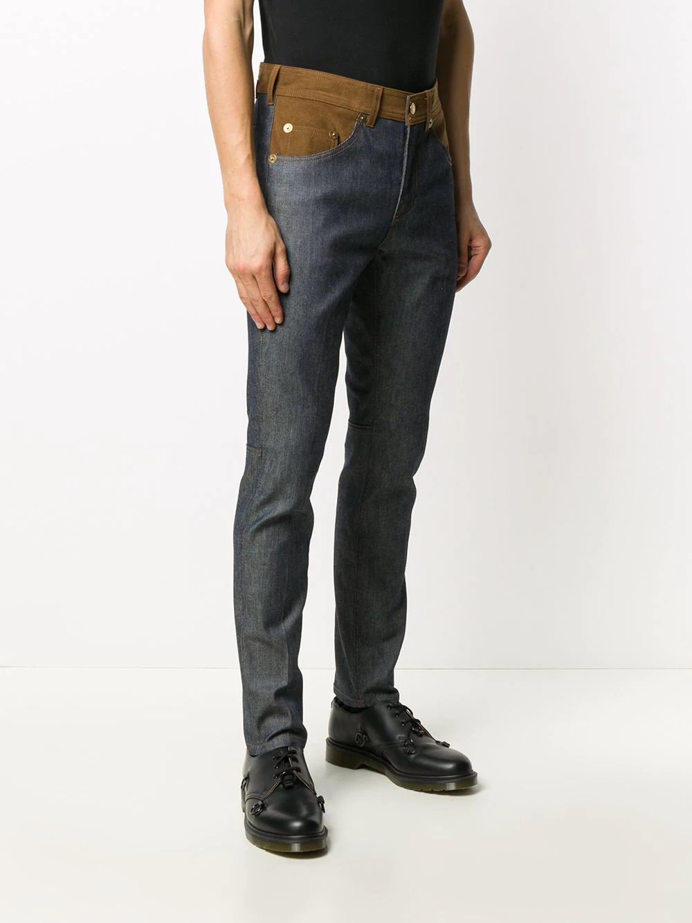 contrast-panel slim-fit jeans - 3