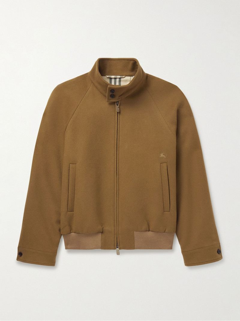 Logo-Embroidered Cashmere Harrington Jacket Camel 1