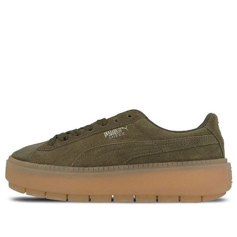 (WMNS) PUMA Suede Platform Trace 'Olive Night' 365830-03 - 1