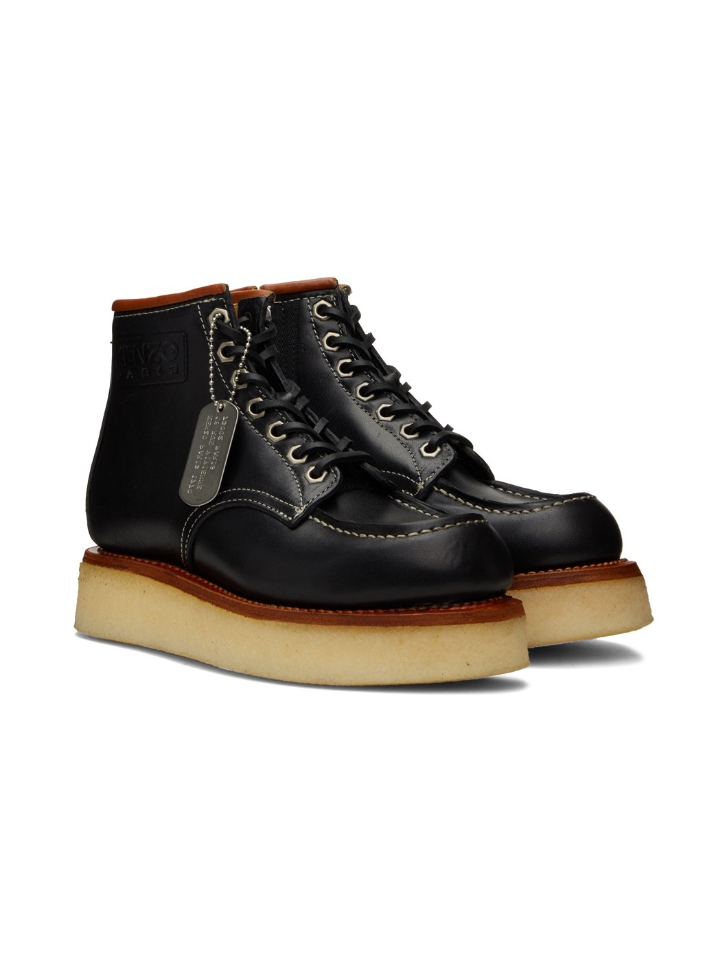Black Kenzo Yama Lace-Up Boots - 4