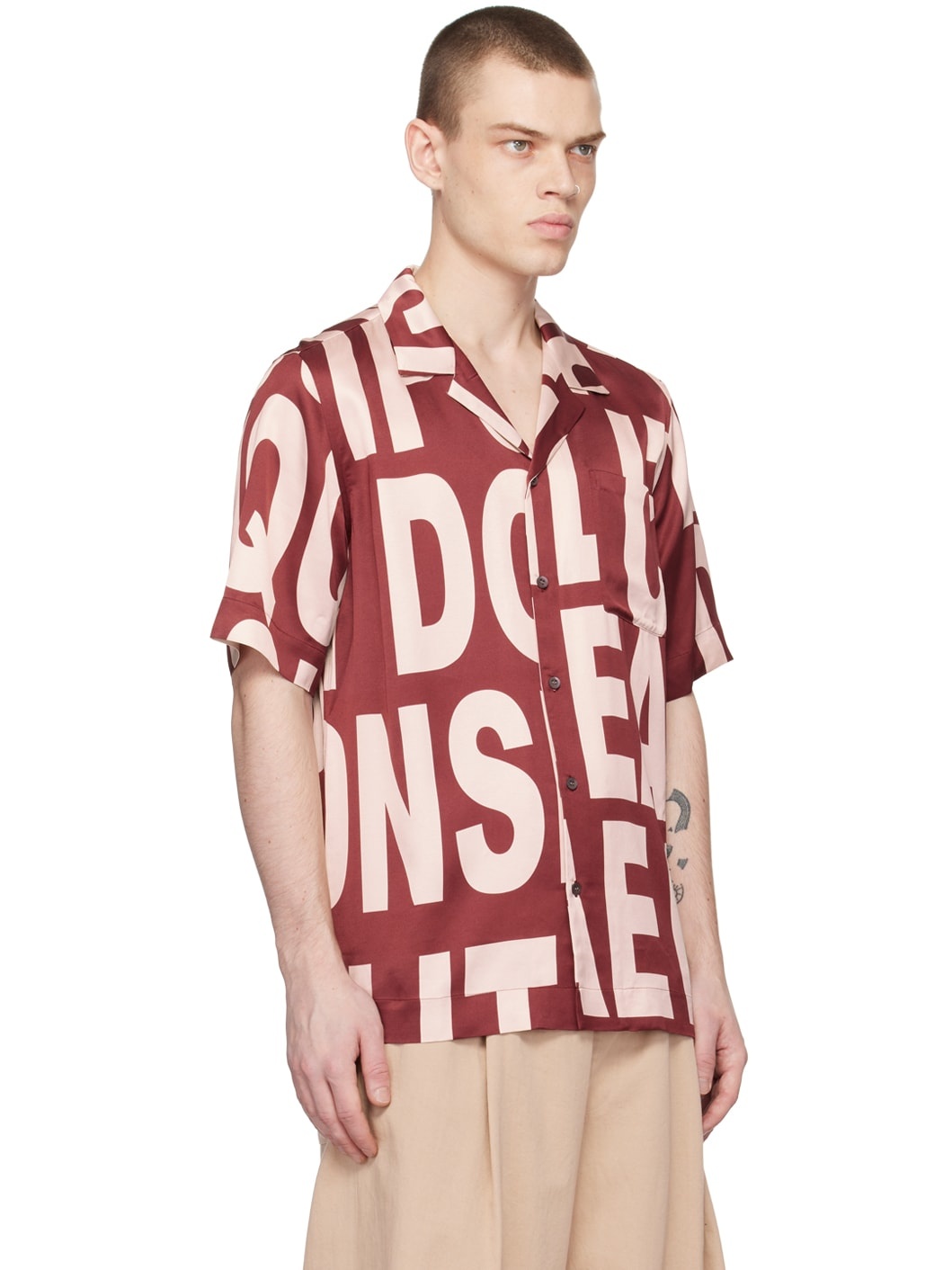 Burgundy Printed Shirt - 2