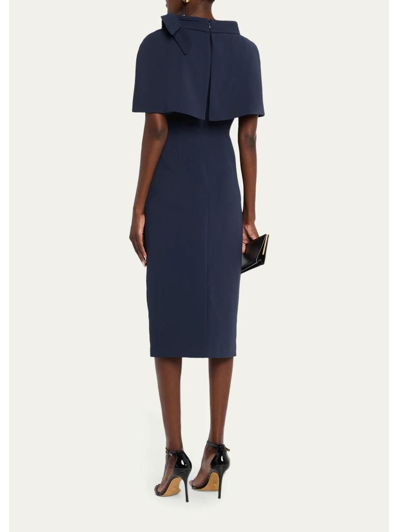 Bodycon Funnel-Neck Capelet Midi Dress 3