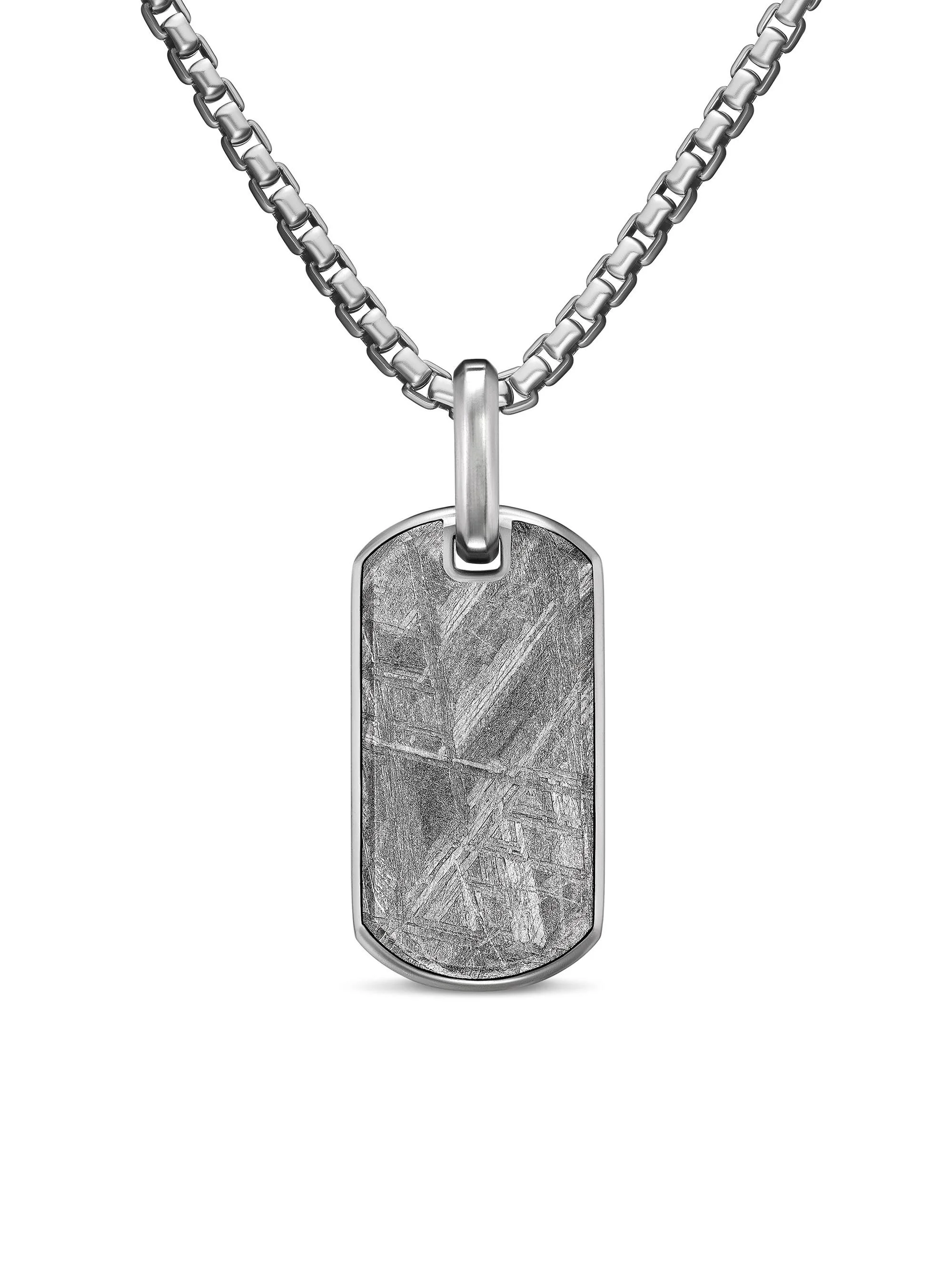Men's Chevron Tag in Sterling Silver - Meteorite - 1