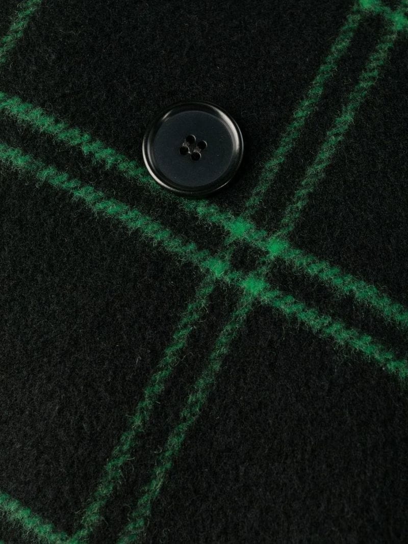 checked panelled double-breasted coat - 6