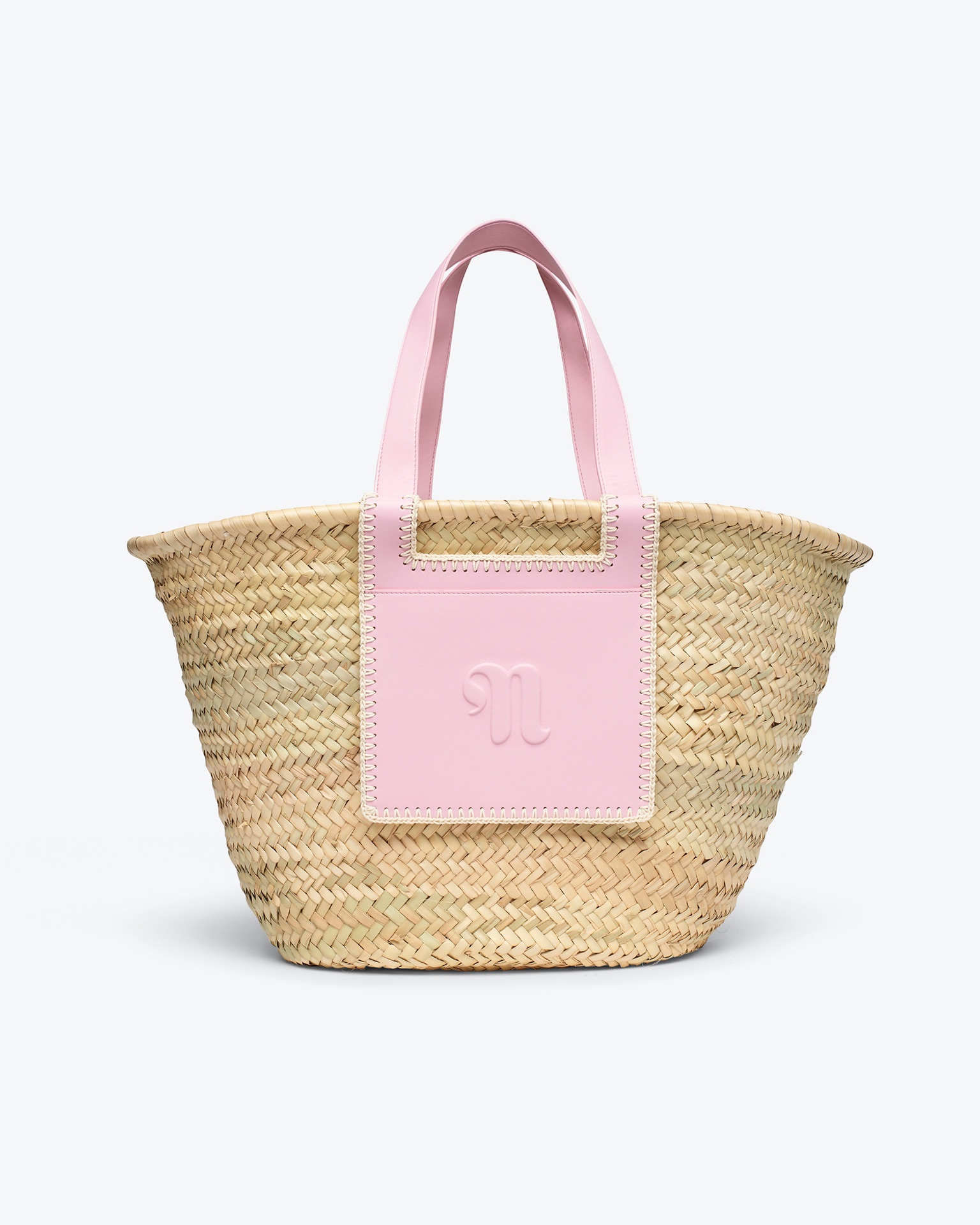 THE BEACH BAG - Raffia tote - Natural/pink/creme - 1