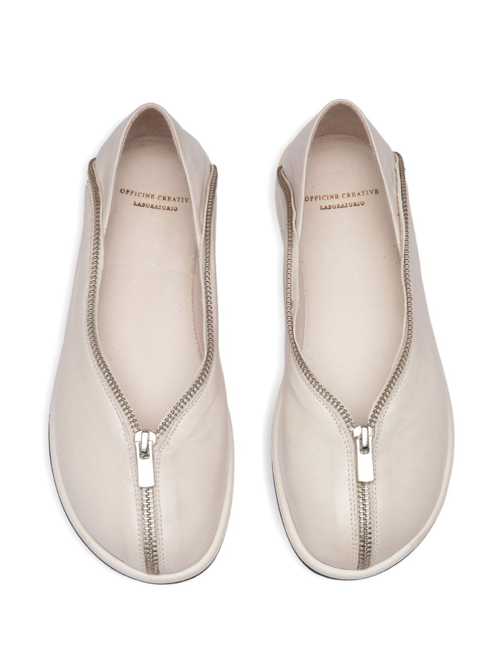 zip-detail leather loafers - 4