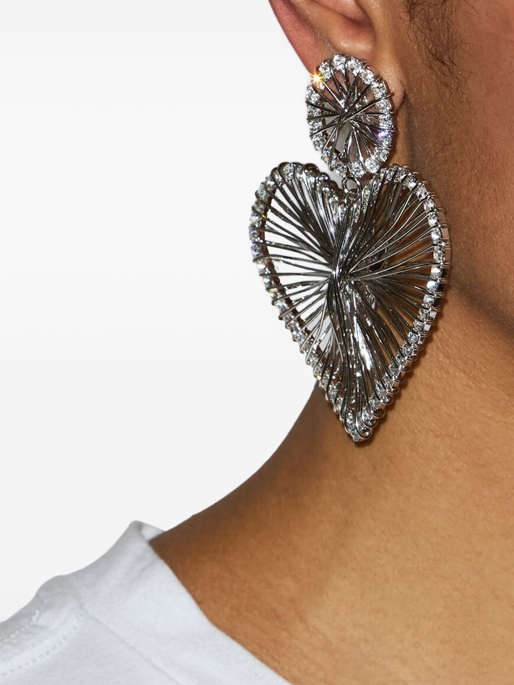 heart-shaped crystal earrings - 2