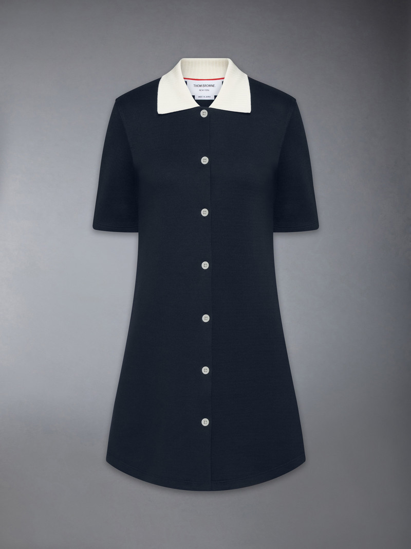 SOLID DOUBLE FACE KNIT POLO DRESS 1