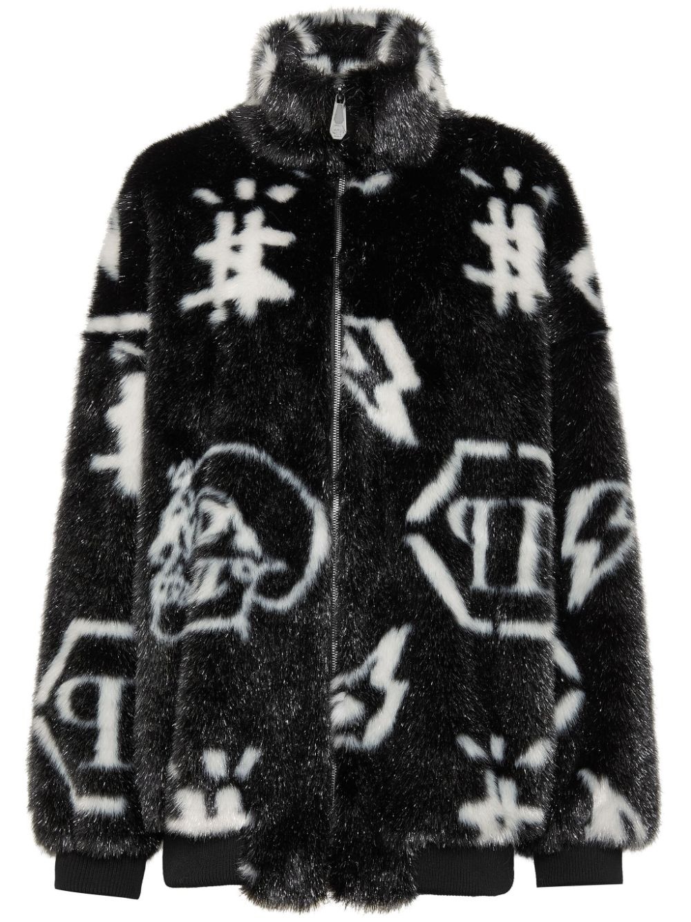 monogram-print zip-up jacket - 1