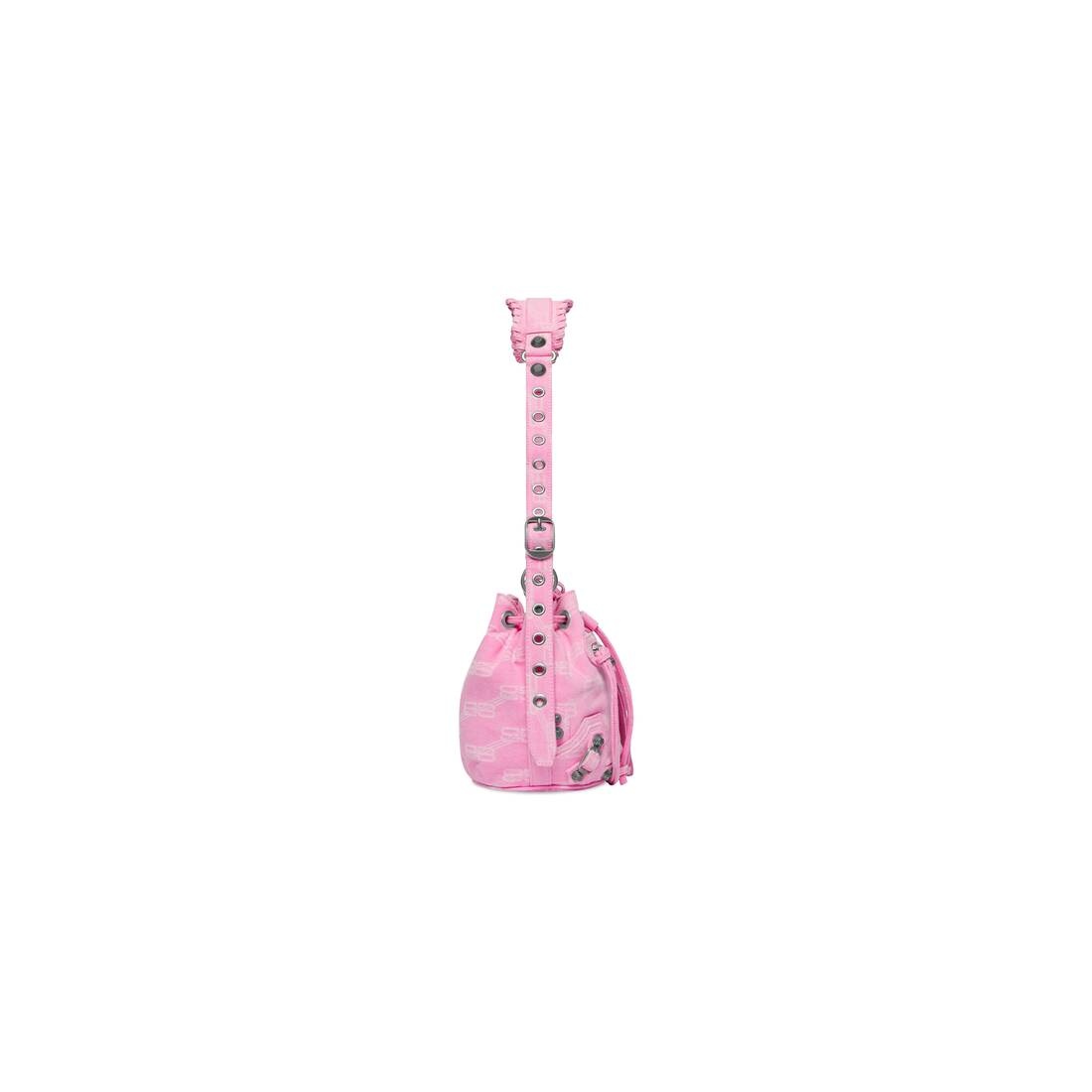 Women's Le Cagole Xs Bucket Bag Bb Monogram Denim  in Pink - 3
