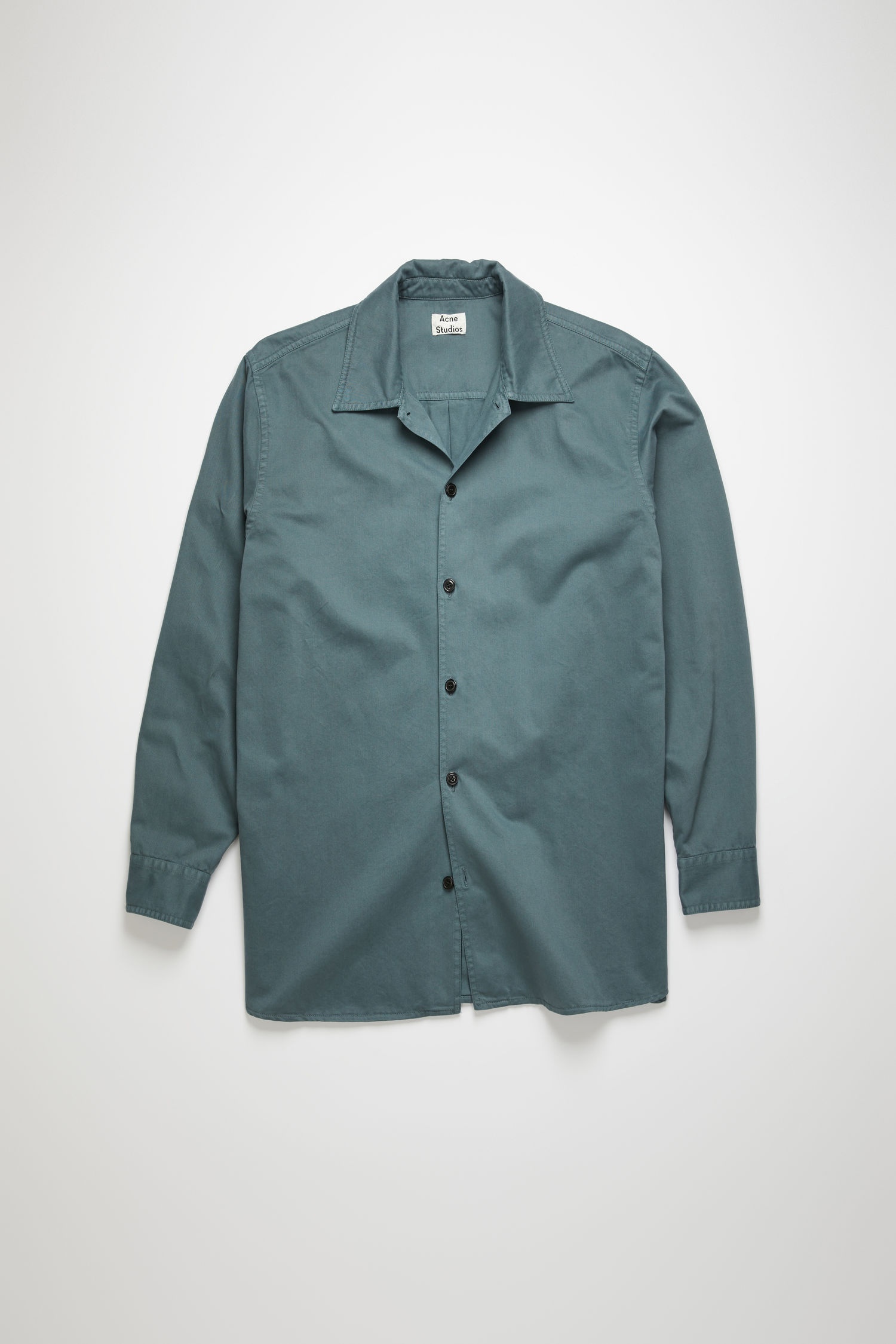 Boxy-fit cotton twill shirt dusty green - 1