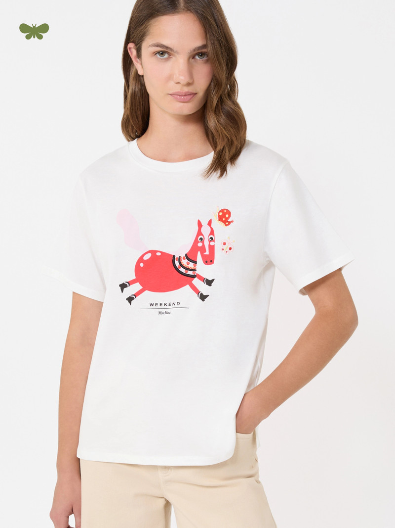 WEST Print and embroidery-adorned cotton T-shirt - WHITE 5