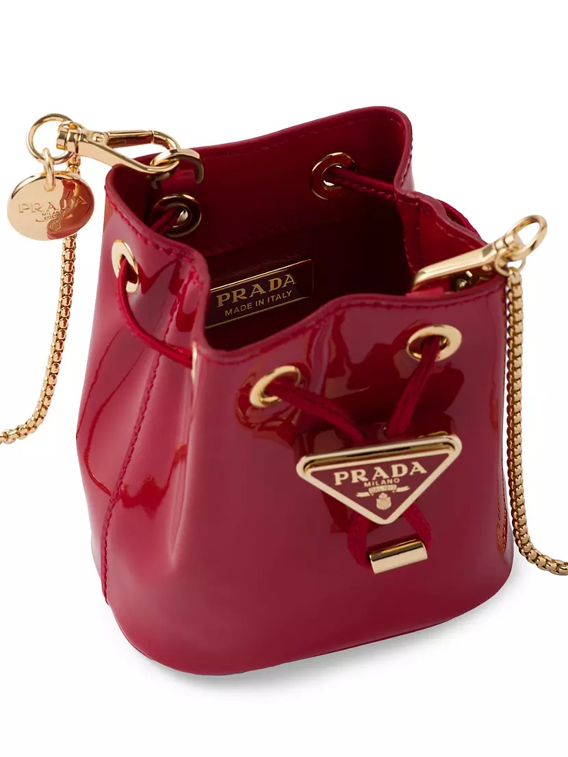 Prada Mini Patent-Leather Pouch | saksfifthavenue | REVERSIBLE