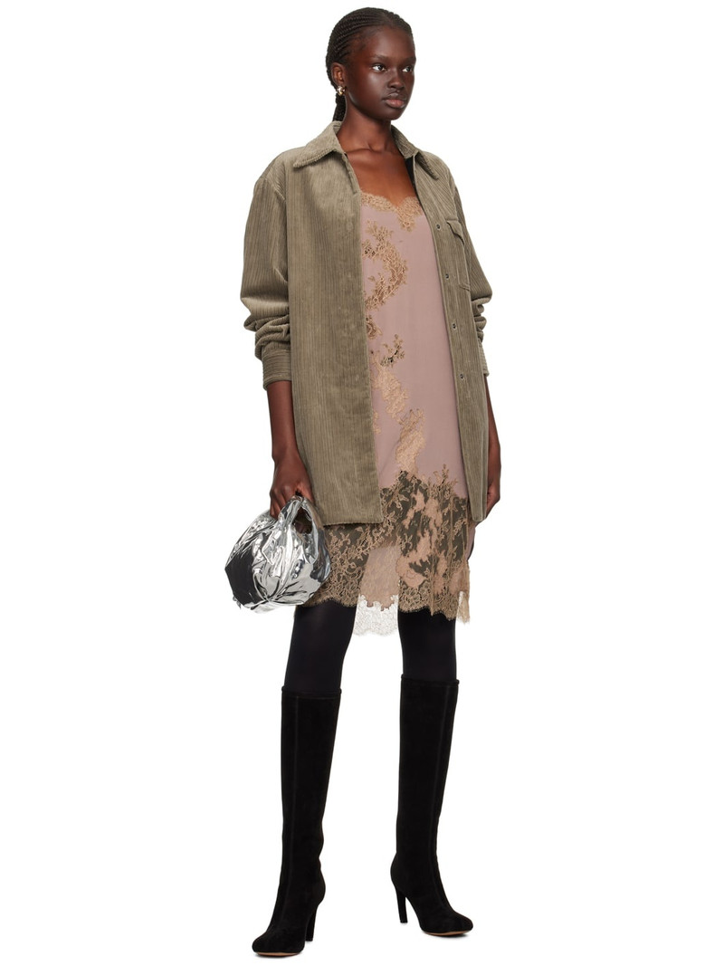 Dries Van Noten SSENSE Exclusive Taupe Paneled Minidress outlook