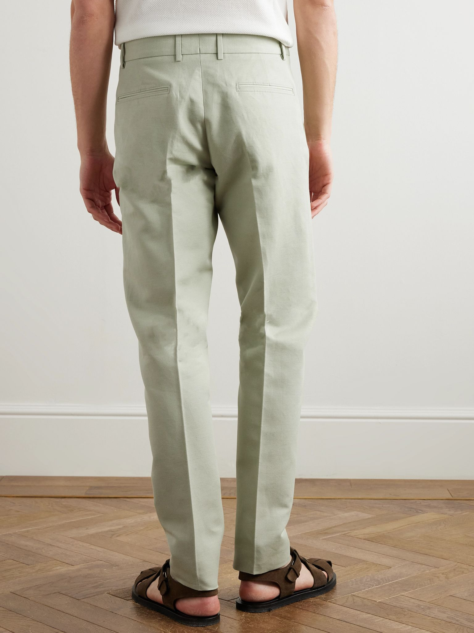 Cedric Tapered Cotton and Linen-Blend Canvas Trousers Mint - 4