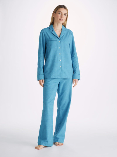 Derek Rose Women's Pyjamas Kelburn 34 Brushed Cotton Blue outlook