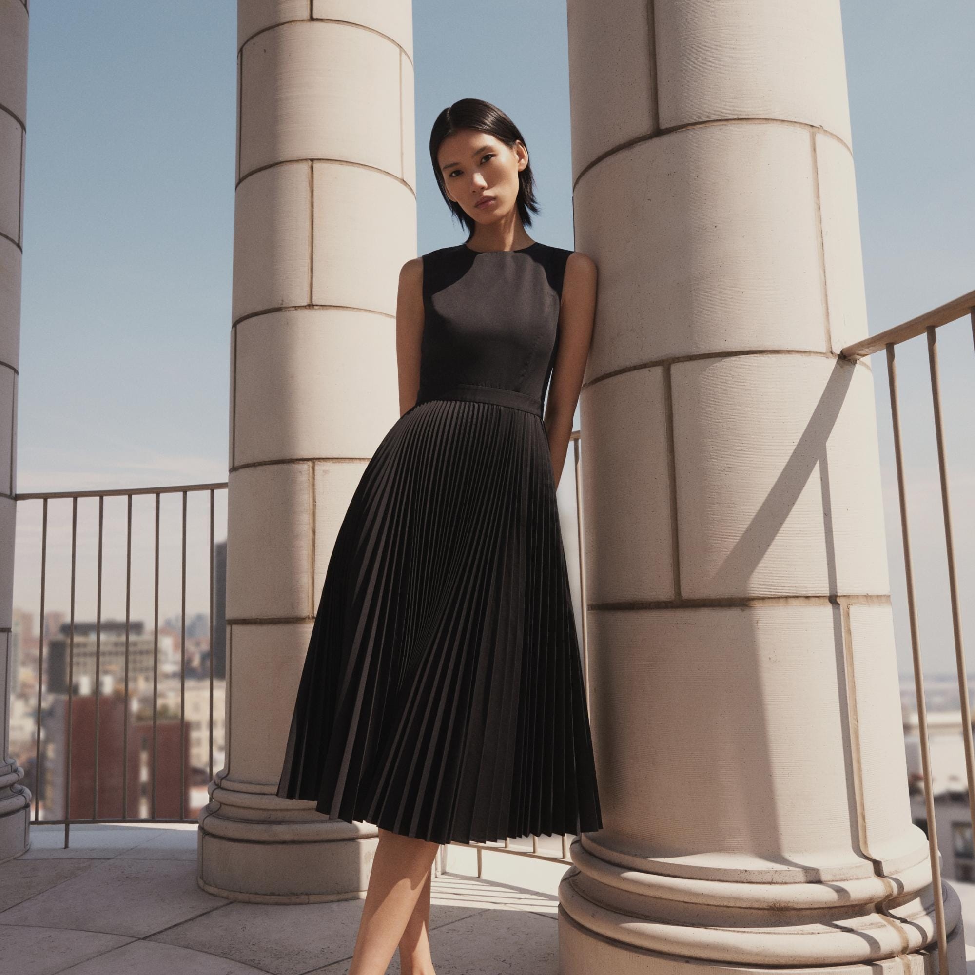 Pleated Midi Dress in Sleek Poplin - 6