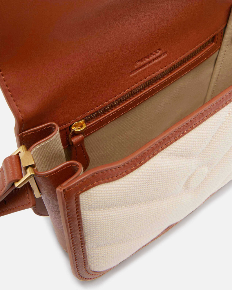 LOVE BAG SQUARE HANDBAG IN CANVAS AND LEATHER 4