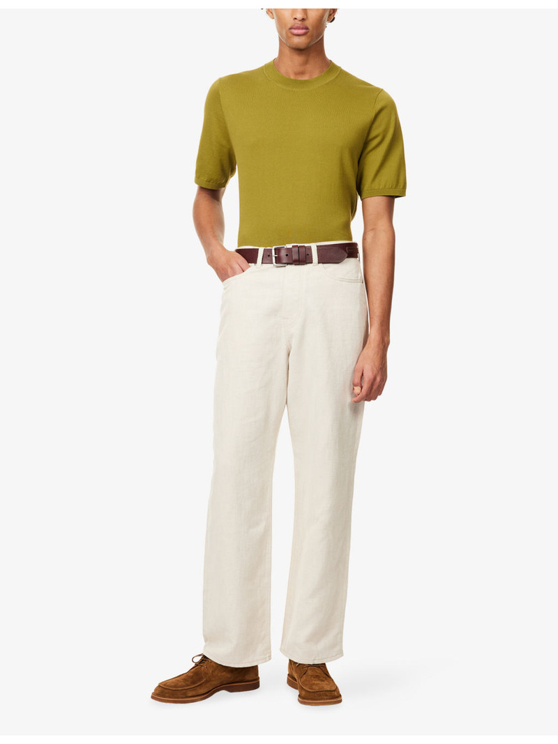 Paul Smith Twill Straight-Leg Cotton And Linen Trousers outlook