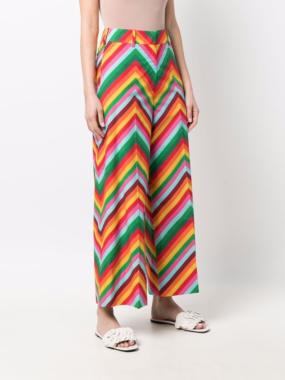 chevron-pattern cropped trousers - 3