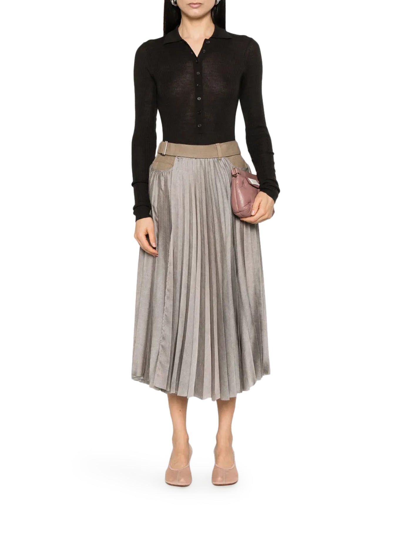 MIDI SKIRT WITH DENIM INSERTS - 2