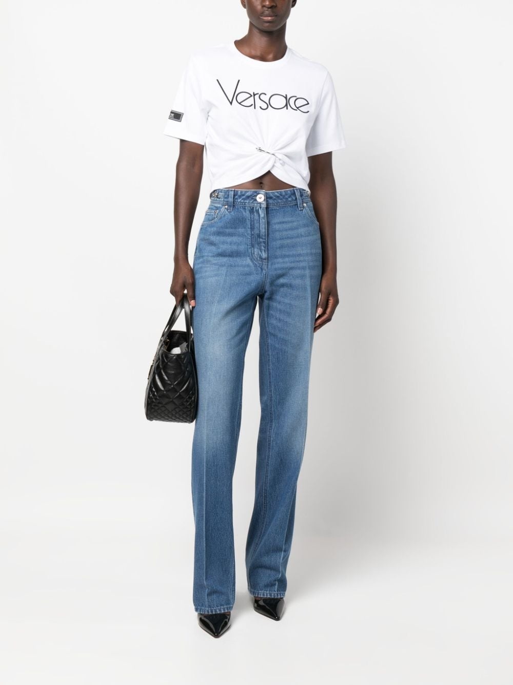 Safety Pin cropped T-shirt - 2