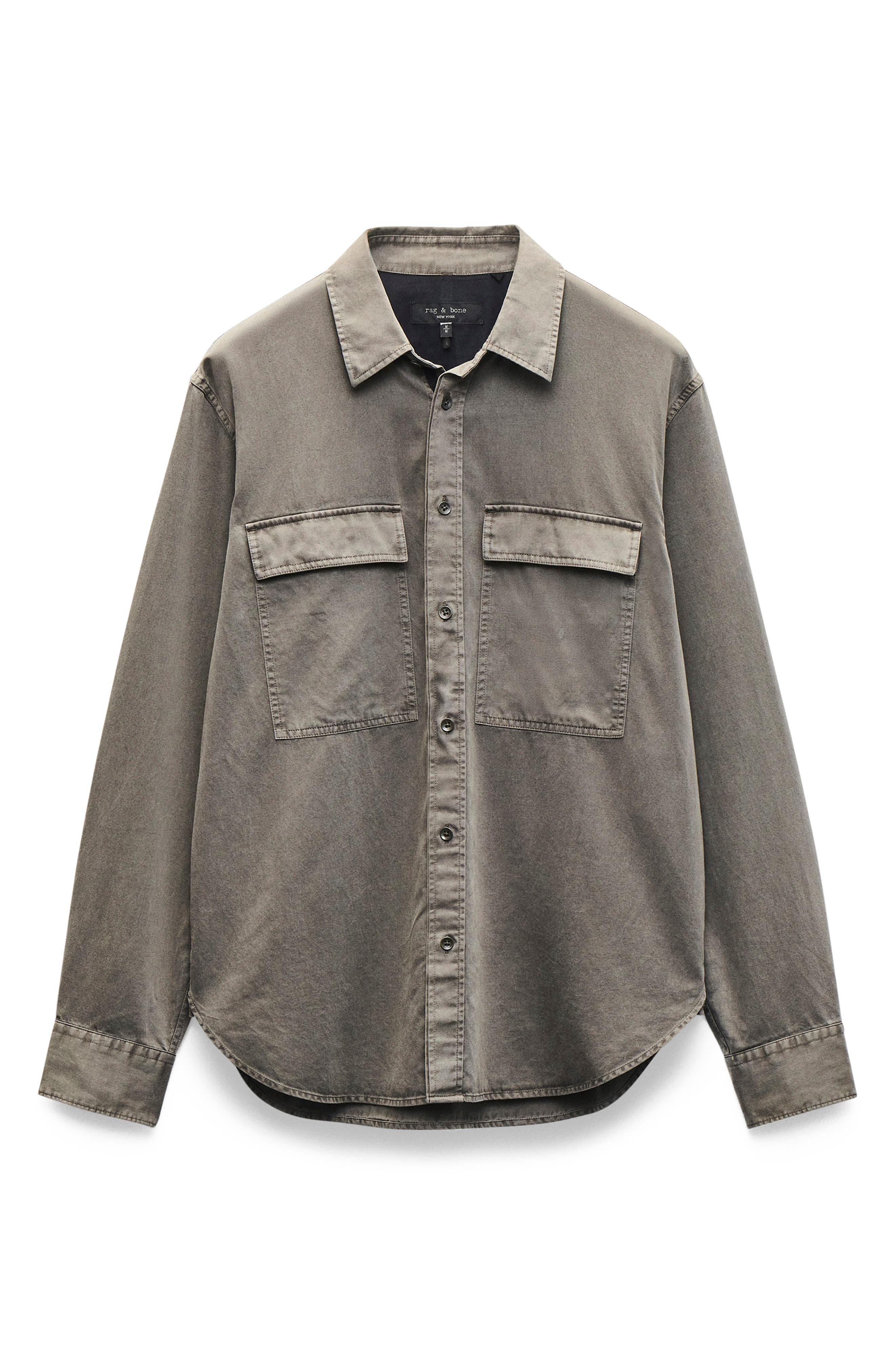 rag & bone Finch Cotton & Lyocell Button-Up Overshirt in Brown at Nordstrom - 4