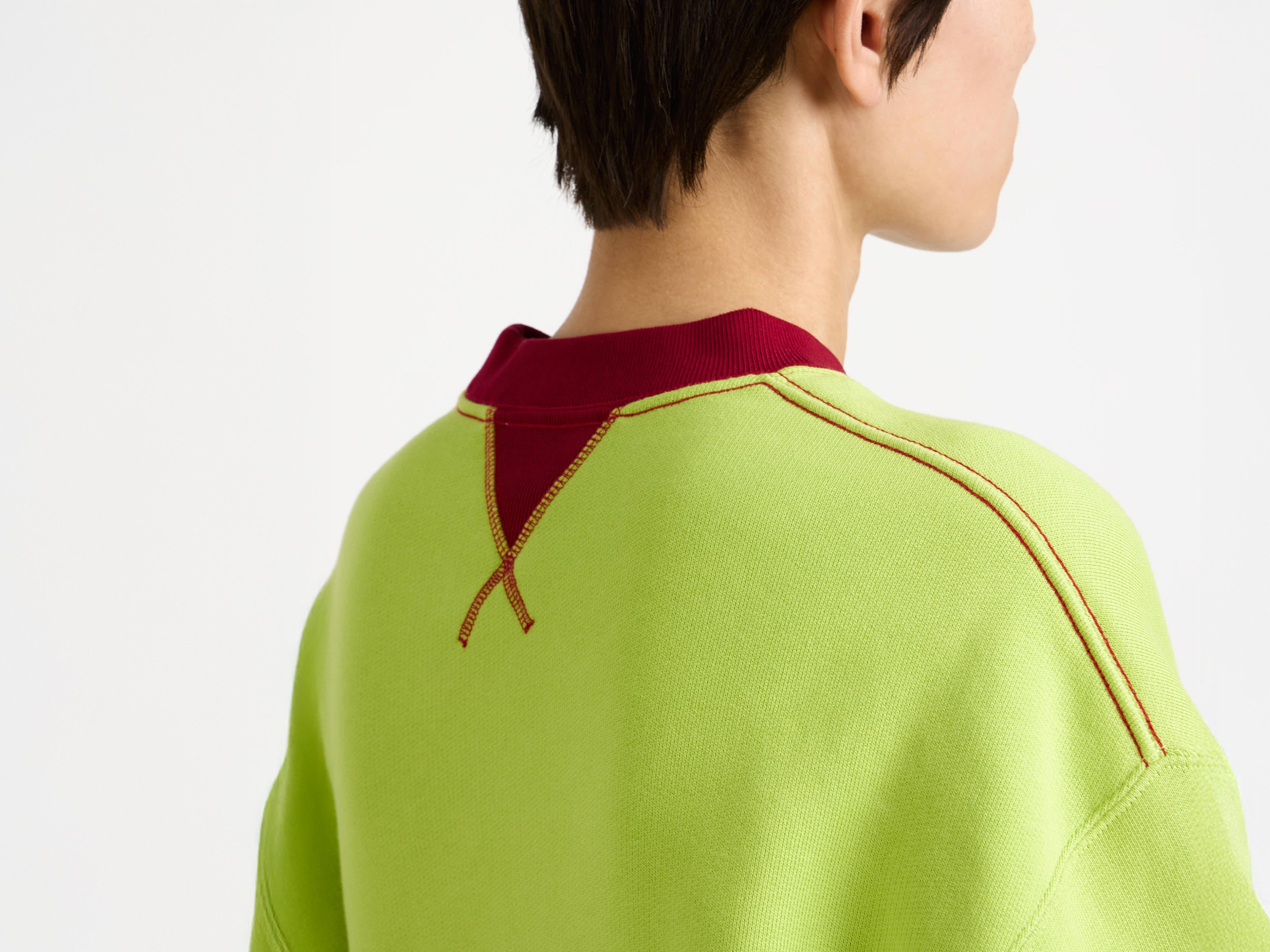 CONTRAST COLLAR SWEATSHIRT IN LIME & RED - 5