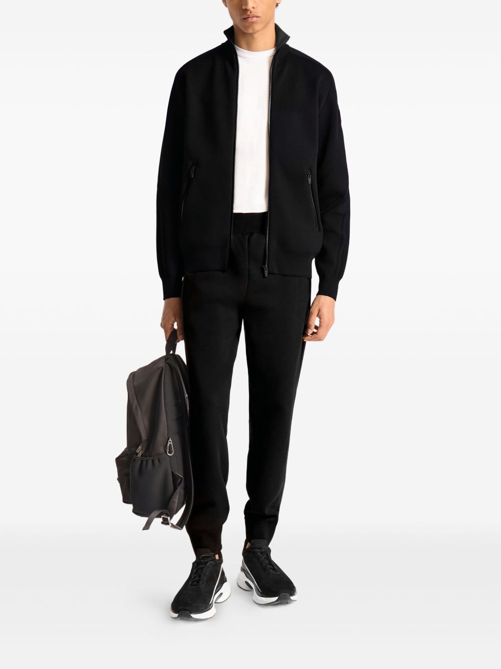 intarsia-panel ribbed bomber jacket - 2