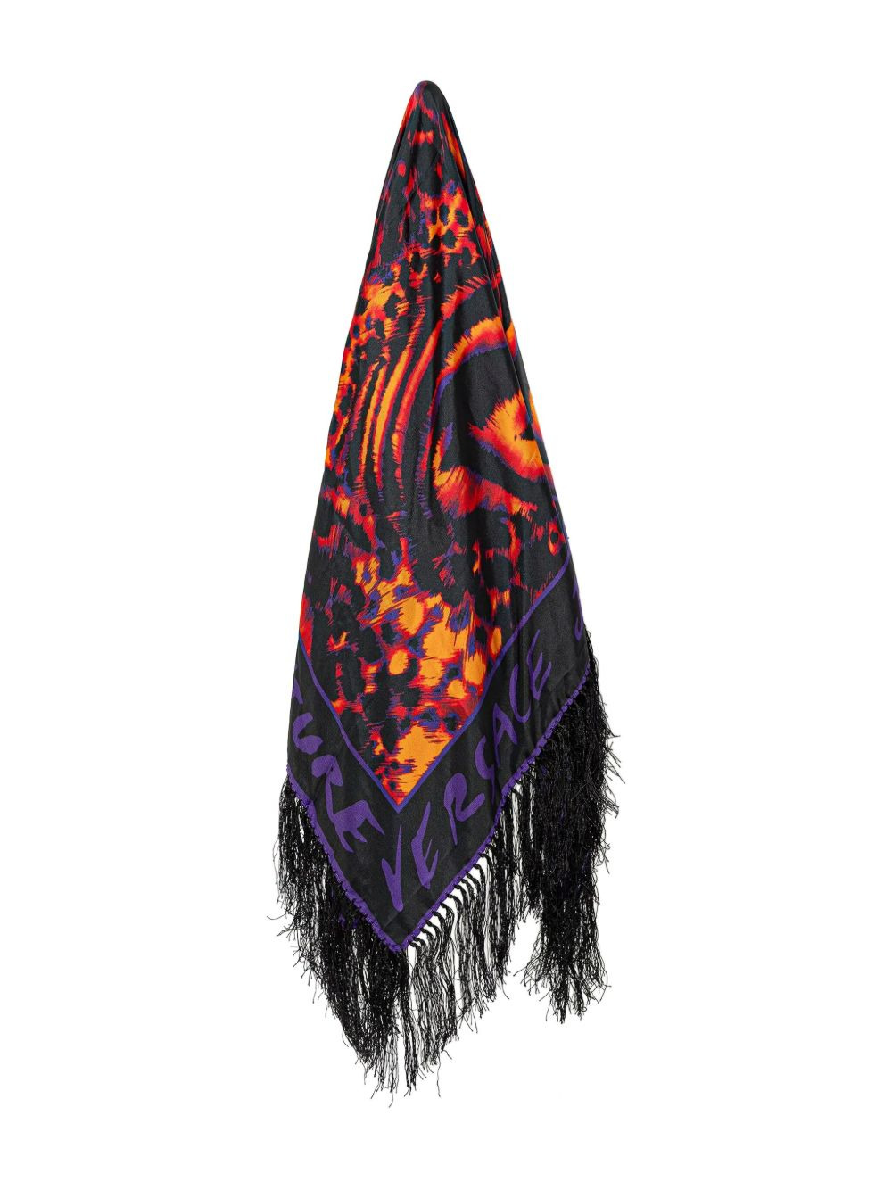 tiger-print fringed scarf - 1