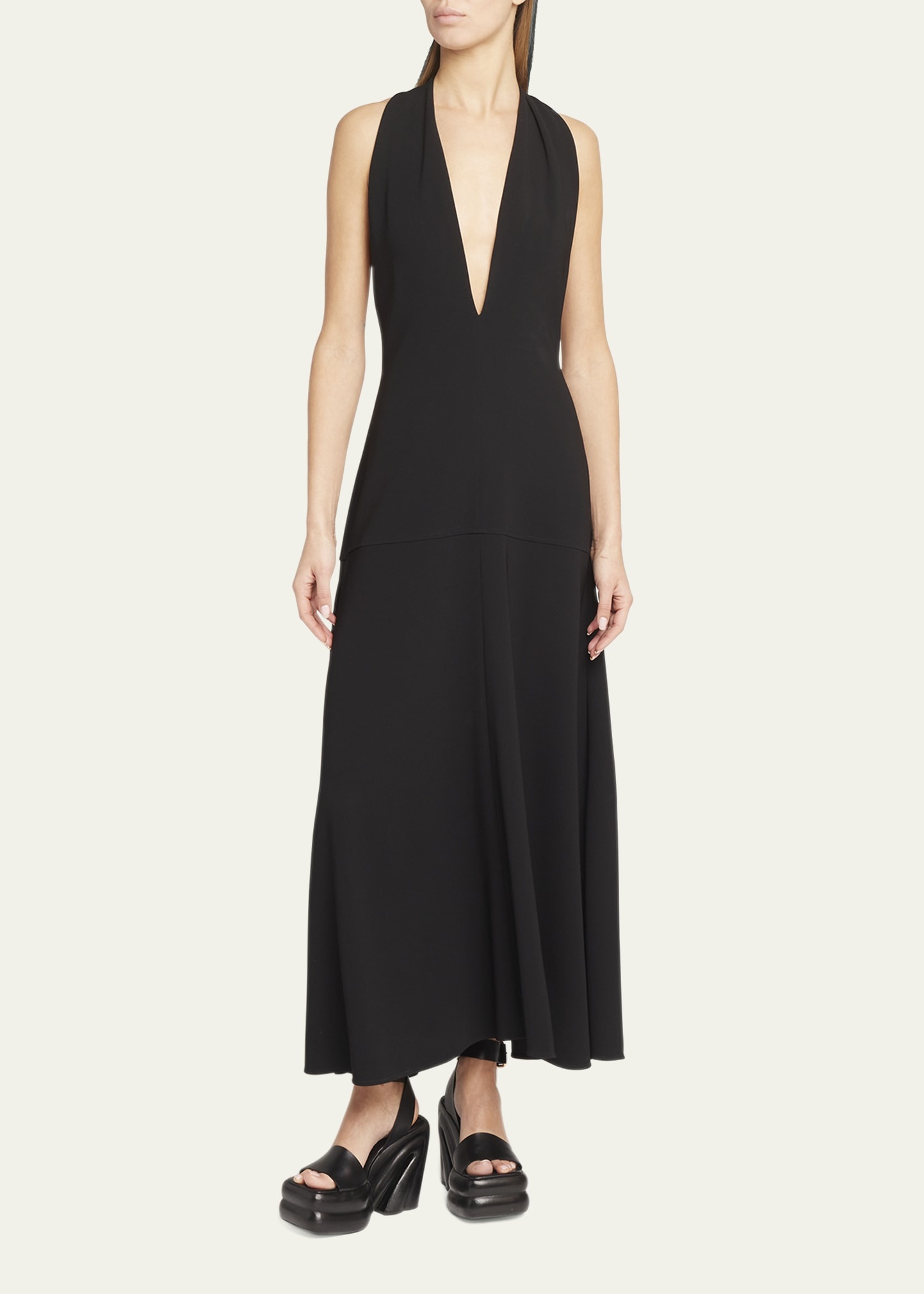Matte Viscose Crepe Twist-Back Maxi Dress - 2