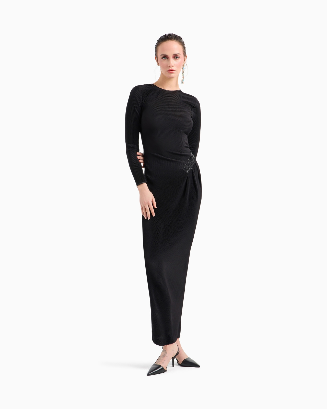 Long dress in pleated jersey - 4