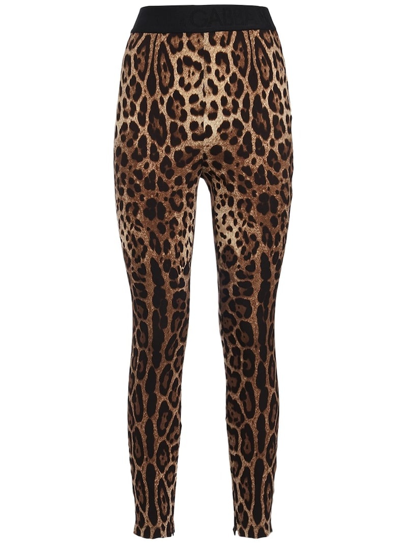 Leopard print jersey leggings - 1