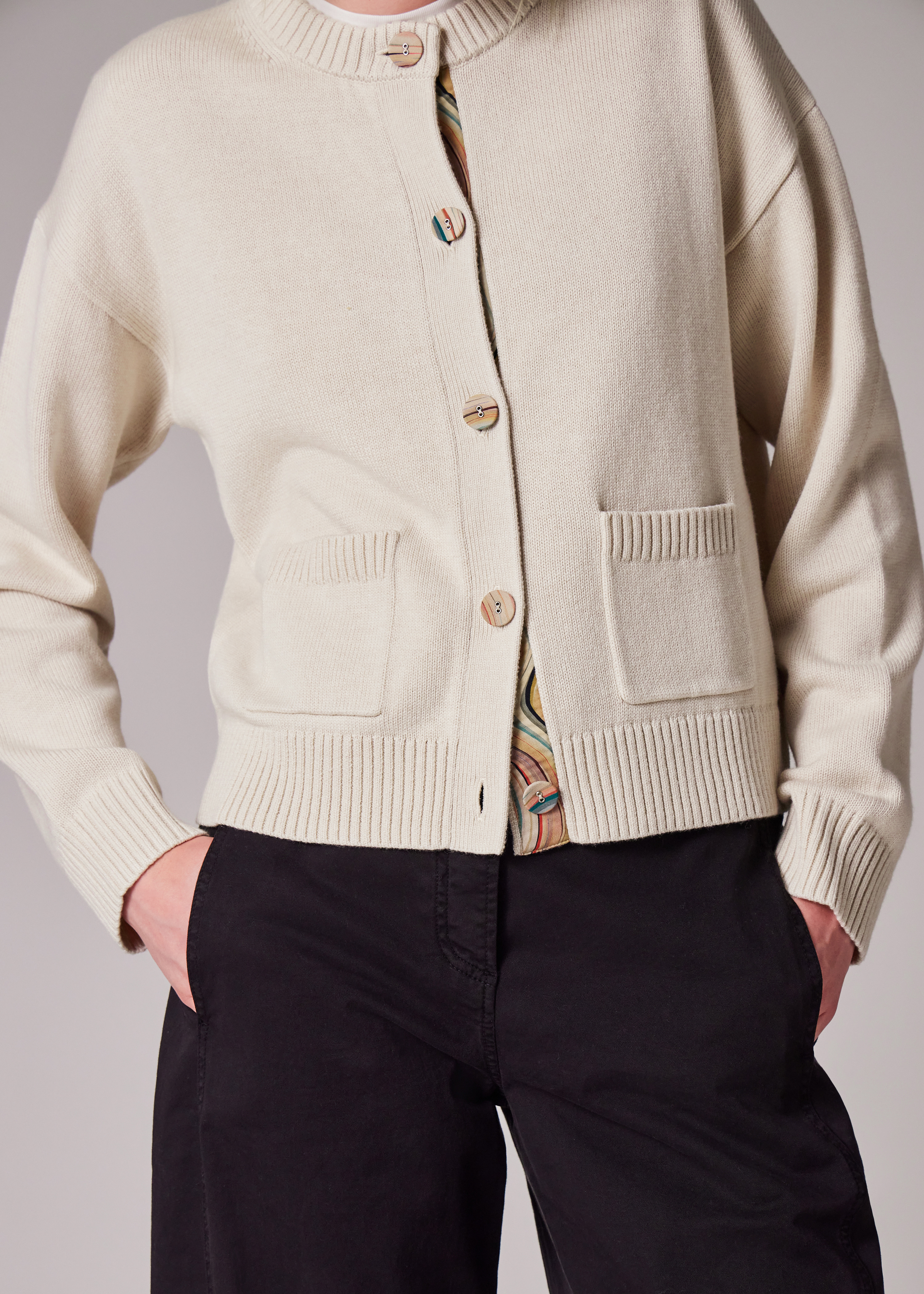 Women's Cream 'Swirl' Placket Cardigan - 6
