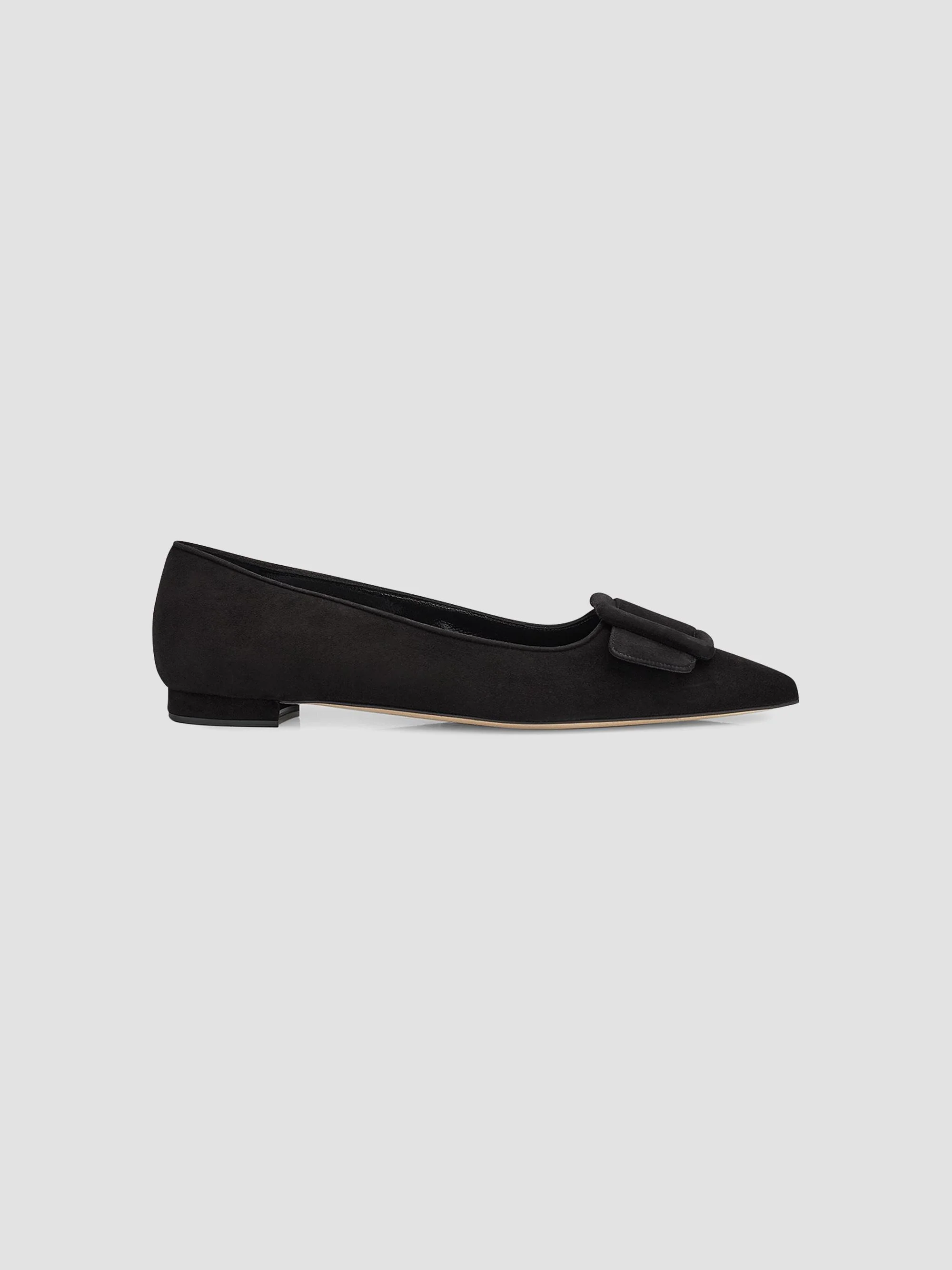 Women's Maysale Buckle-Detail Suede Ballet Flats - Black - 1