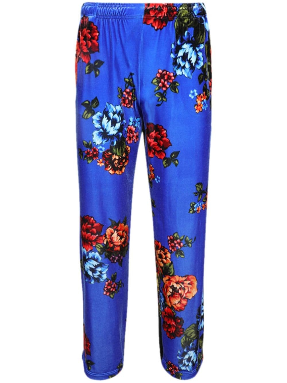 floral-print velvet track pants - 1