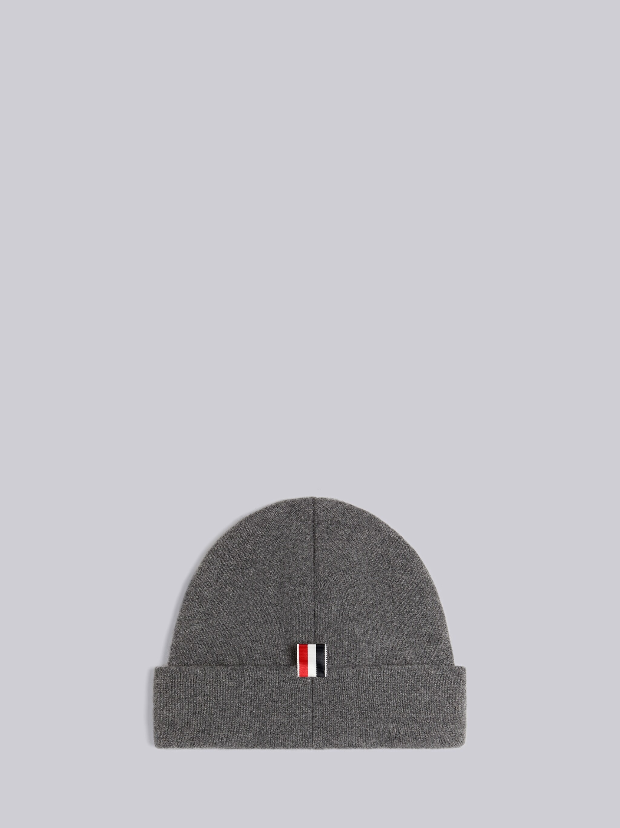Medium Grey Jersey Stitch Superfine Merino Wool Intarsia Stripe Hat - 2