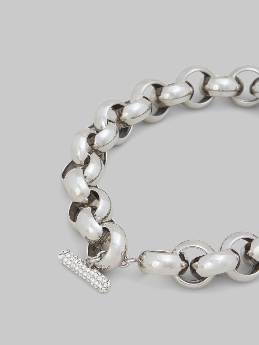 PALLADIUM RING CHOKER WITH RHINESTONE CLASP - 3