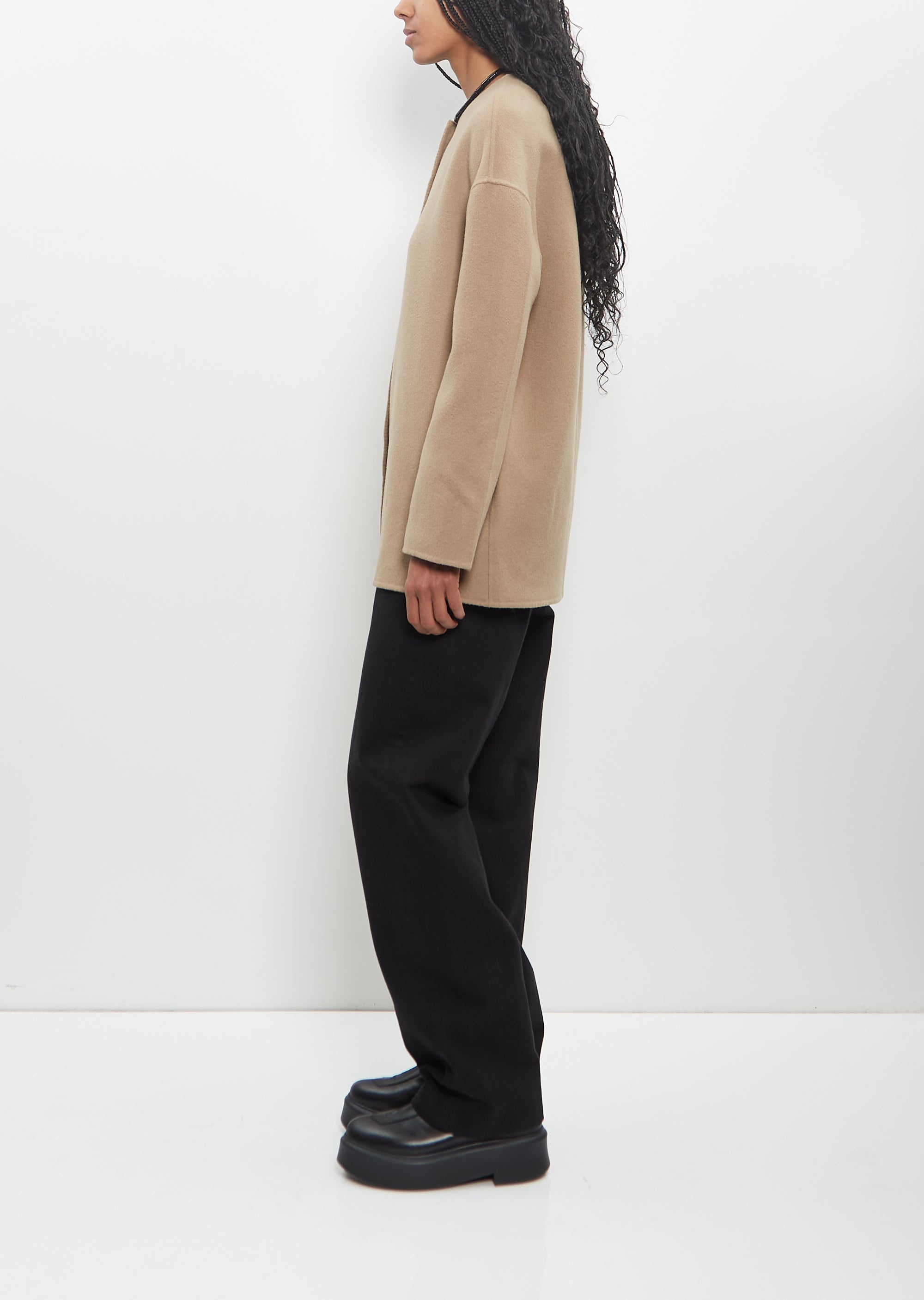 Wool Cashmere Gio Round Neck Short Coat - 2