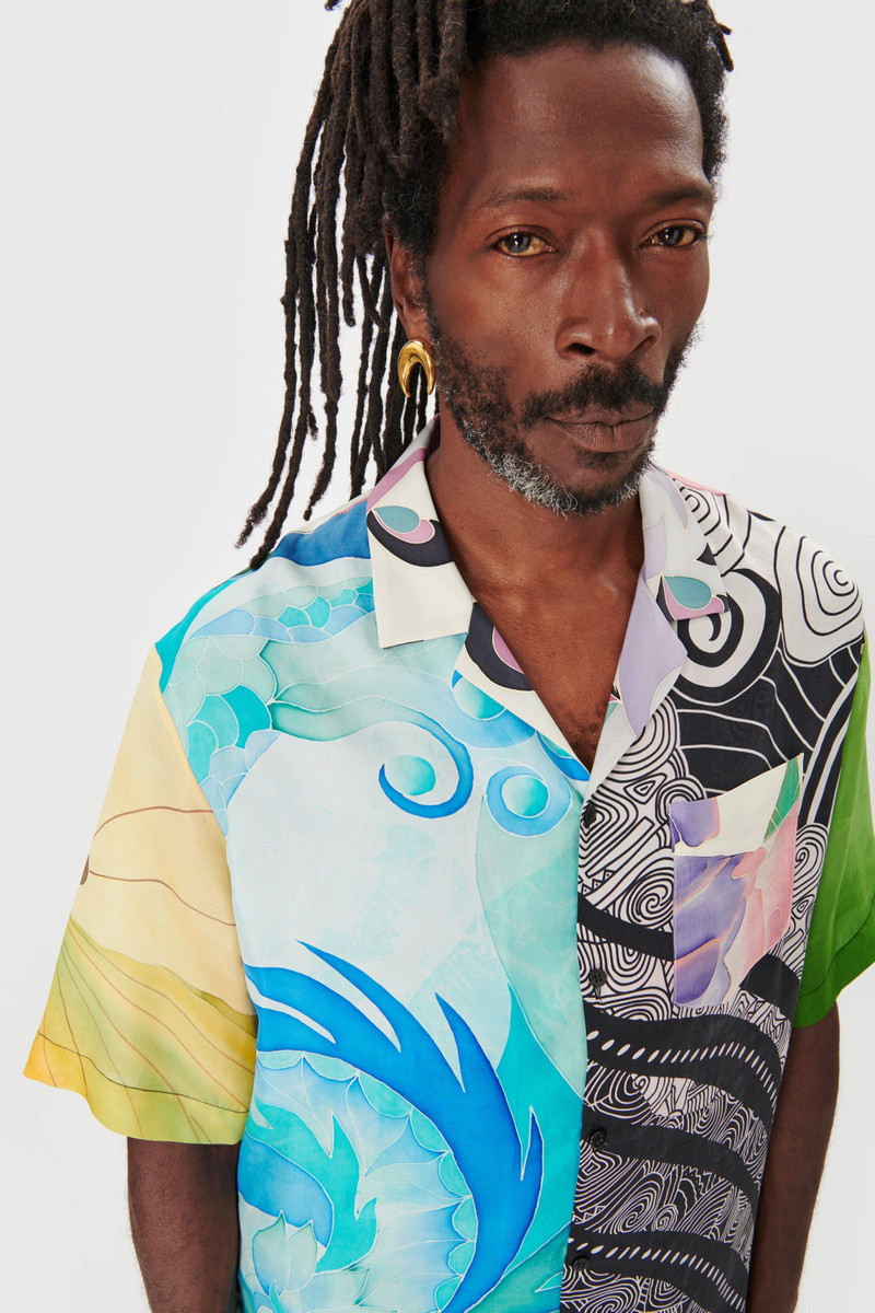 Regenerated Silk Scarves Bowling Shirt 3