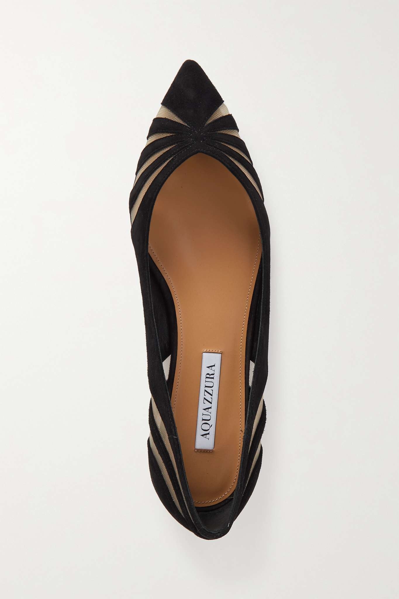 The Spy tulle-trimmed suede ballet flats - 5