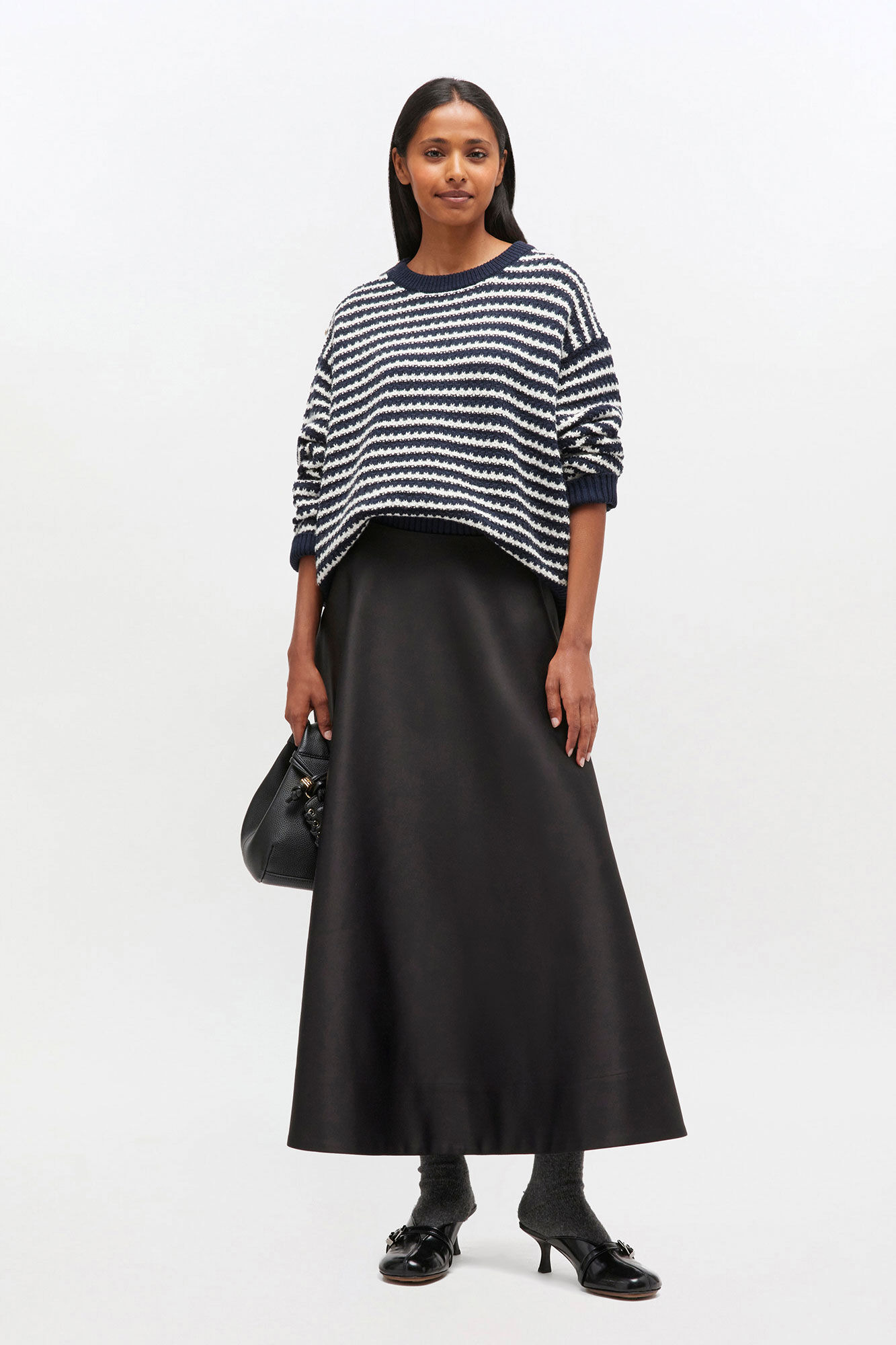 DARK BLUE STRIPED WOOL SWEATER - 2